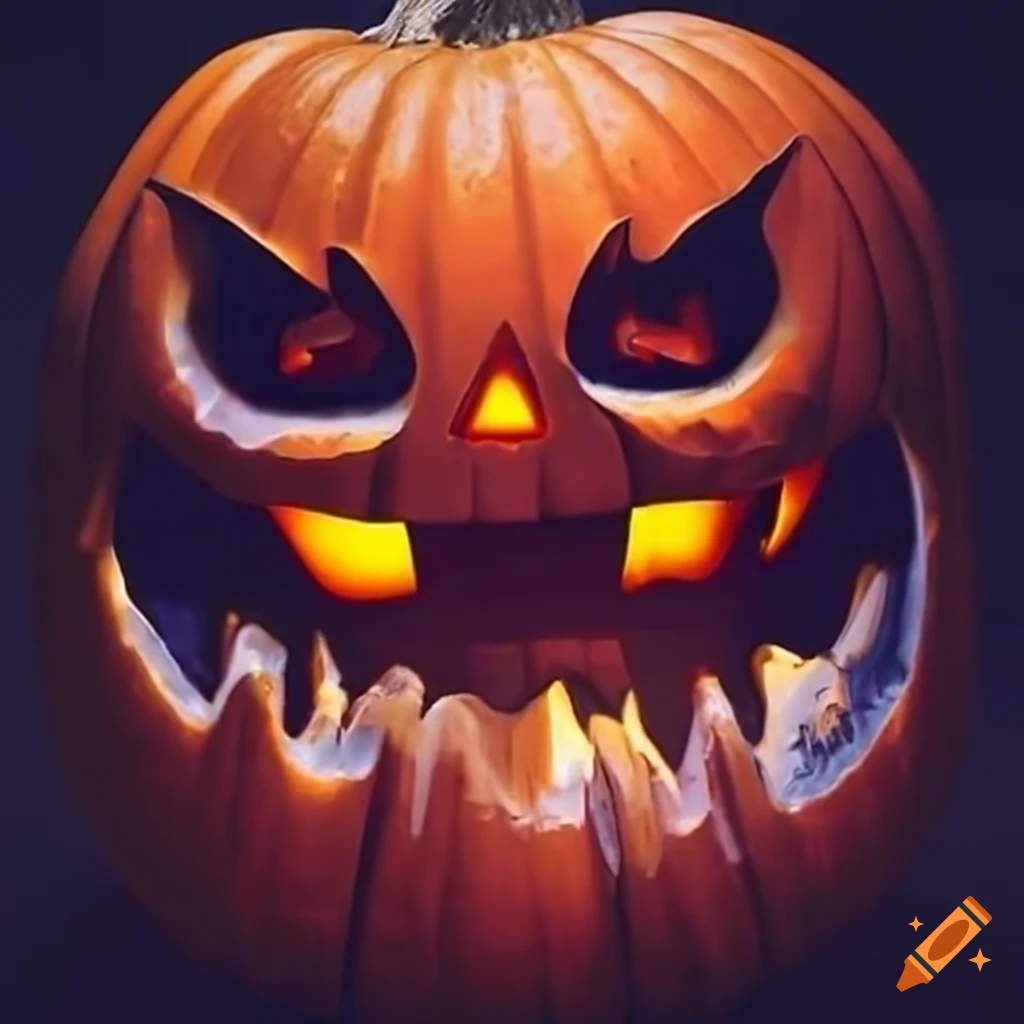 Scary halloween pumpkin on Craiyon