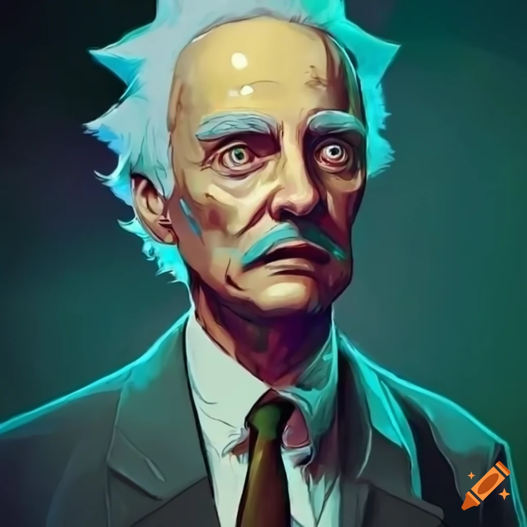 Oppenheimer in the style of rick and morty on Craiyon
