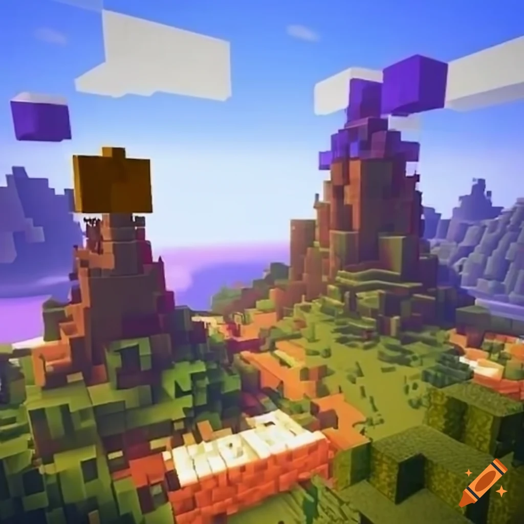 Fall landscape in minecraft bedwars game