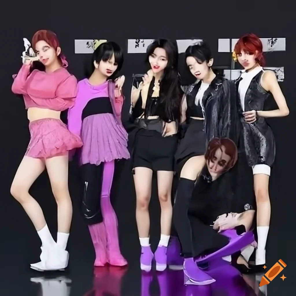 Bts and twice members trading outfits in a playful photoshoot