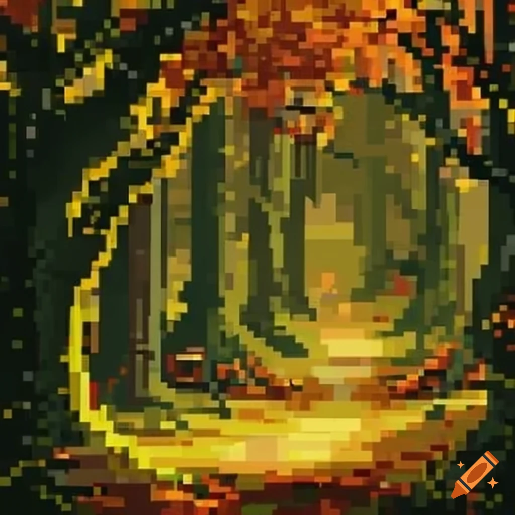Pixel art of a magical enchanted forest in autumn on Craiyon
