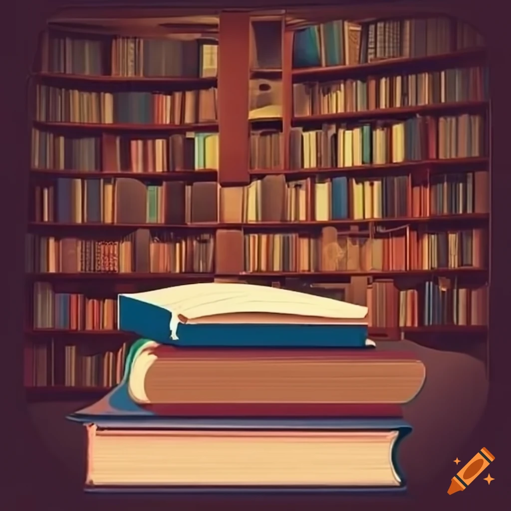 A background with some books and a library like behind on Craiyon