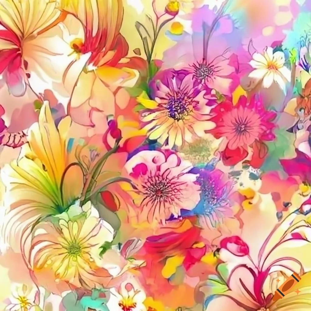 Many flowers of different colors and sizes on Craiyon