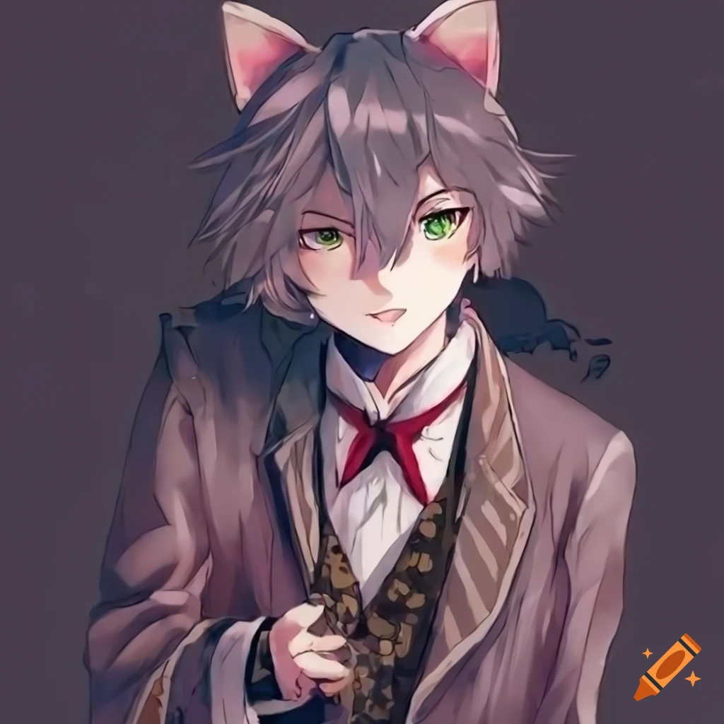 cute white anime catboy wearing green jacket | Stable Diffusion | OpenArt-demhanvico.com.vn