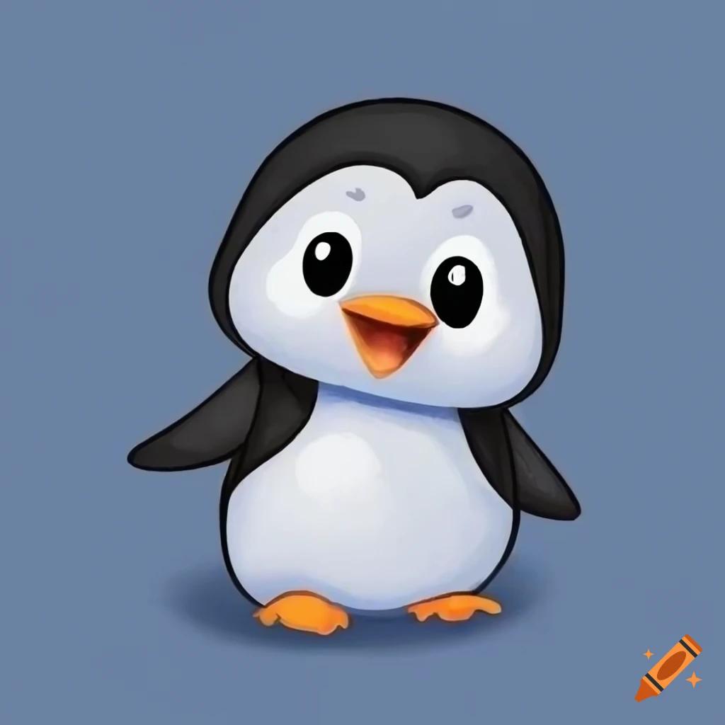 Outline of a cute penguin peeking out Royalty Free Vector