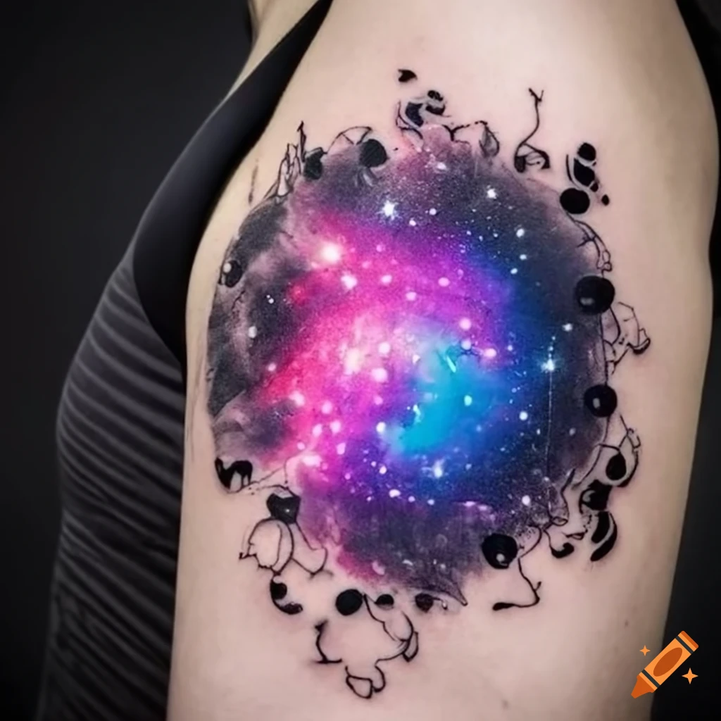 side-by-side-photos-small-space-tattoos-milky-way -stars-planets-watercolor-shoulder-tattoo | Ripped skin tattoo, Tattoos for  guys, Galaxy tattoo