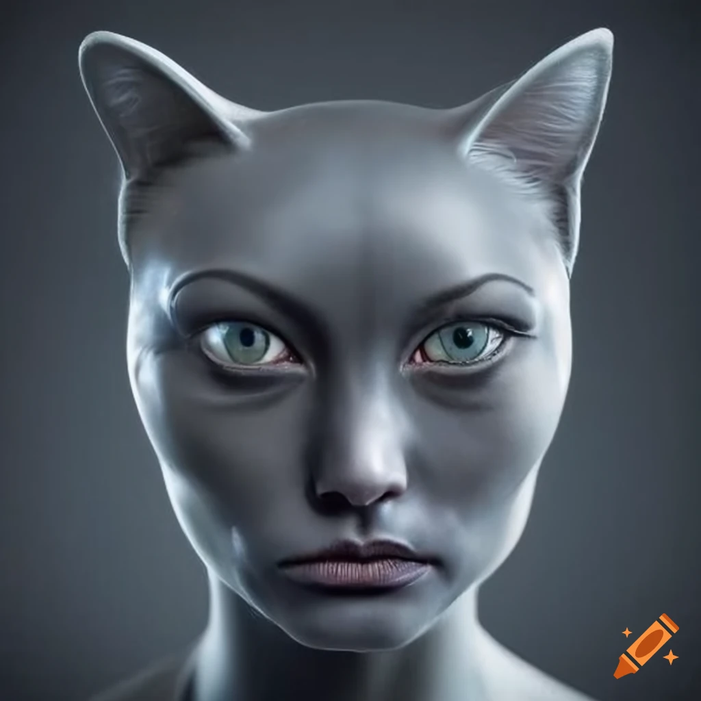 Dark grey transparent latex brie larson face cat head
