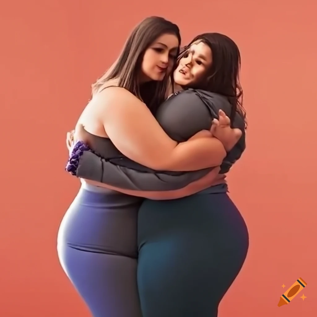Two beautiful plus sized sisters embrace each other on Craiyon