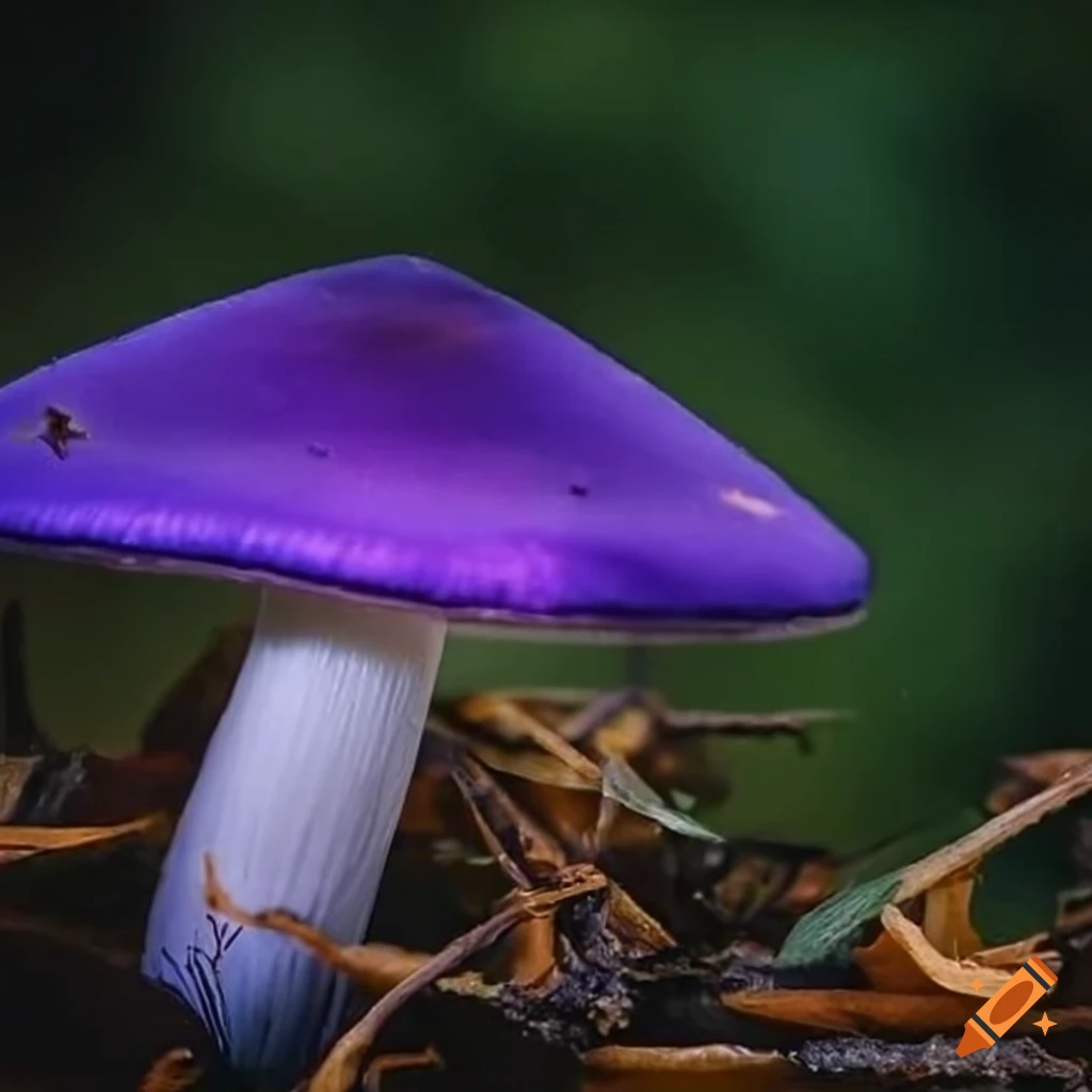 One clear dark purple mushroom