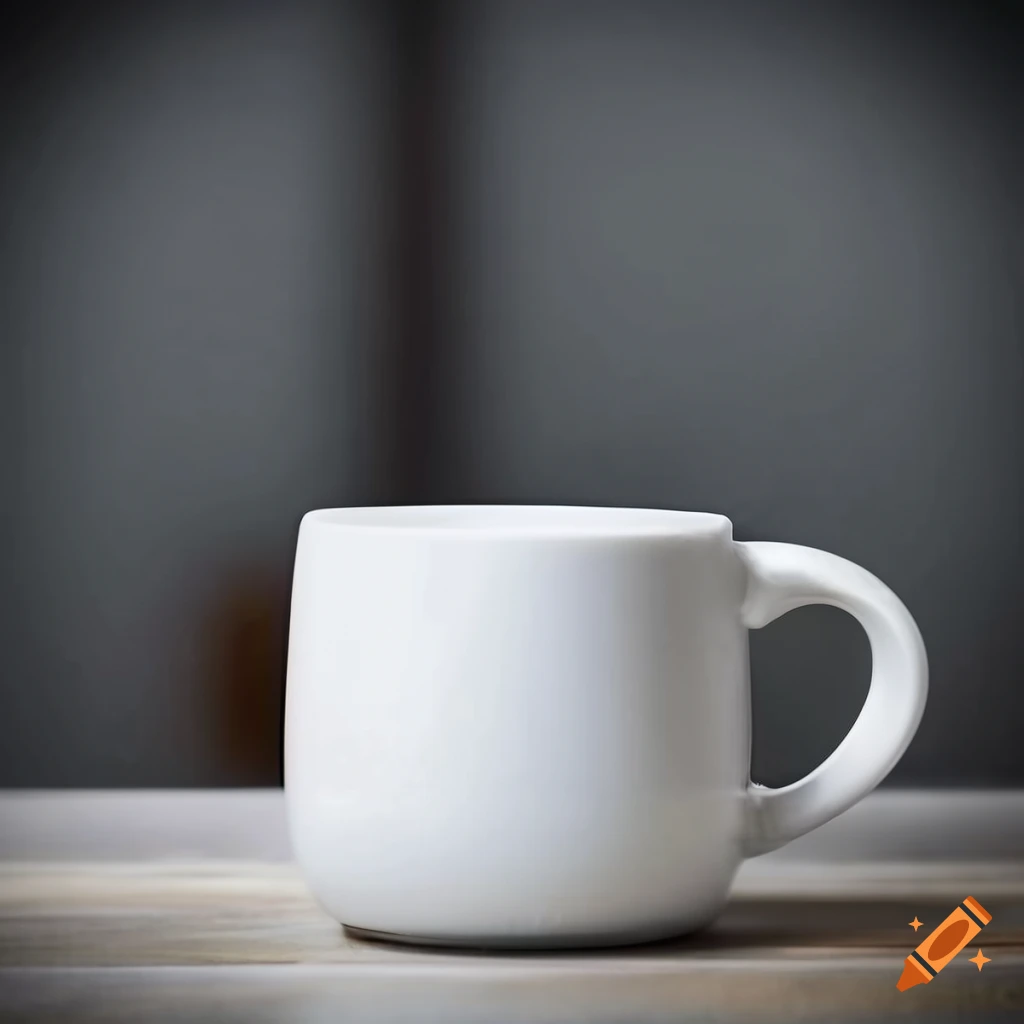 A blank white coffee cup mug mockup on Craiyon