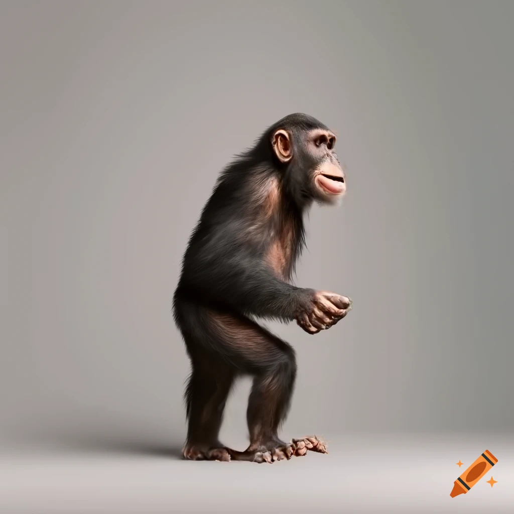 chimp walking in profile