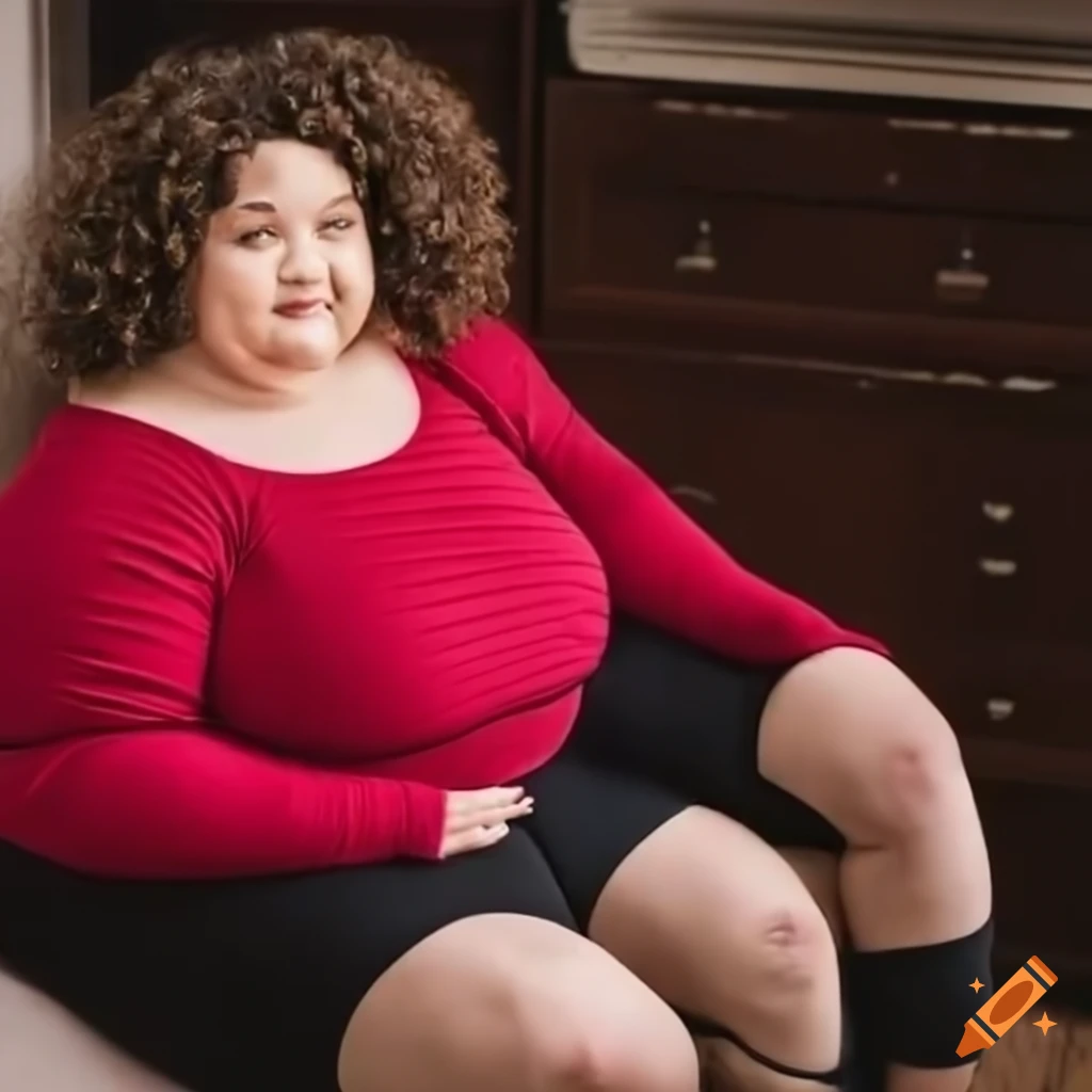 Fat women with curly hair wearing leggings on Craiyon
