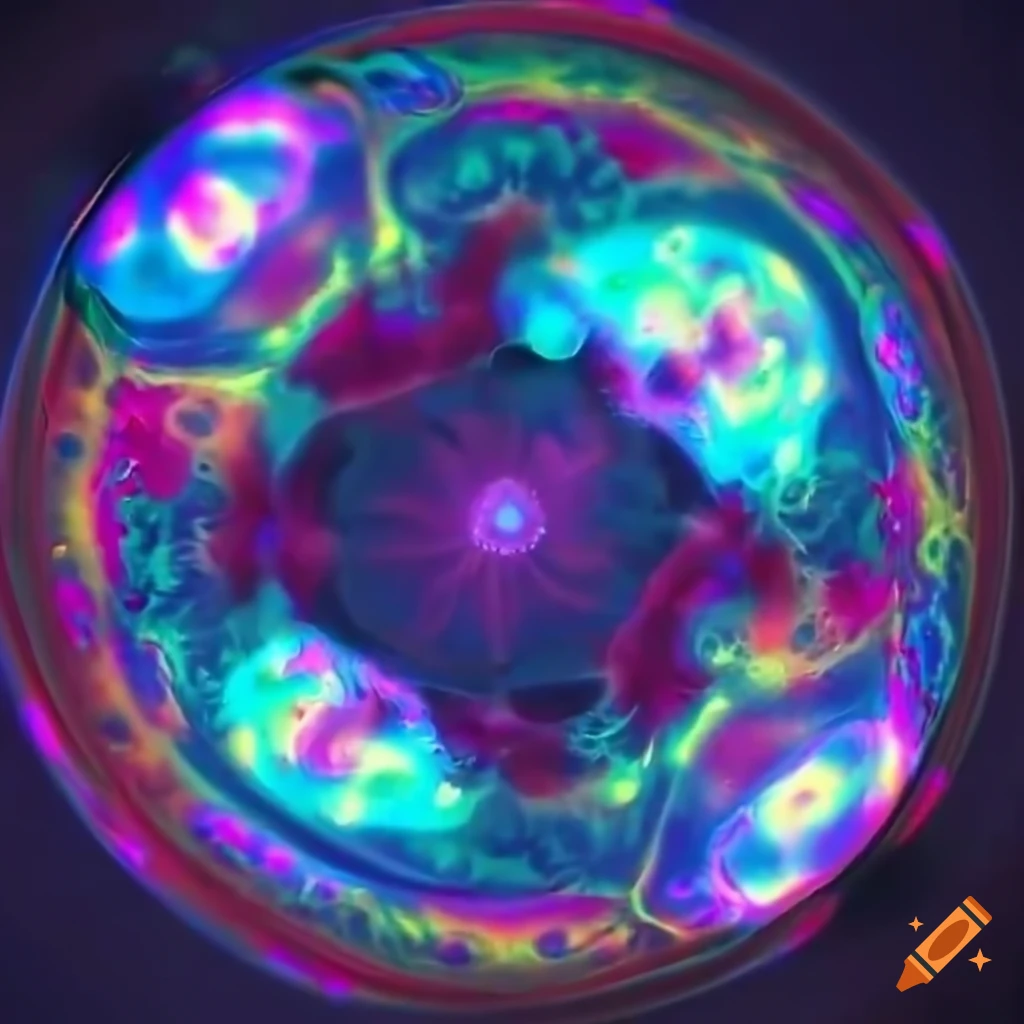 A glowing psychedelic jellyfish, fisheye lens, high resolution, 4k