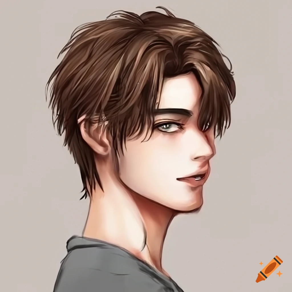 A guy with medium brown hair and brown eyes on Craiyon