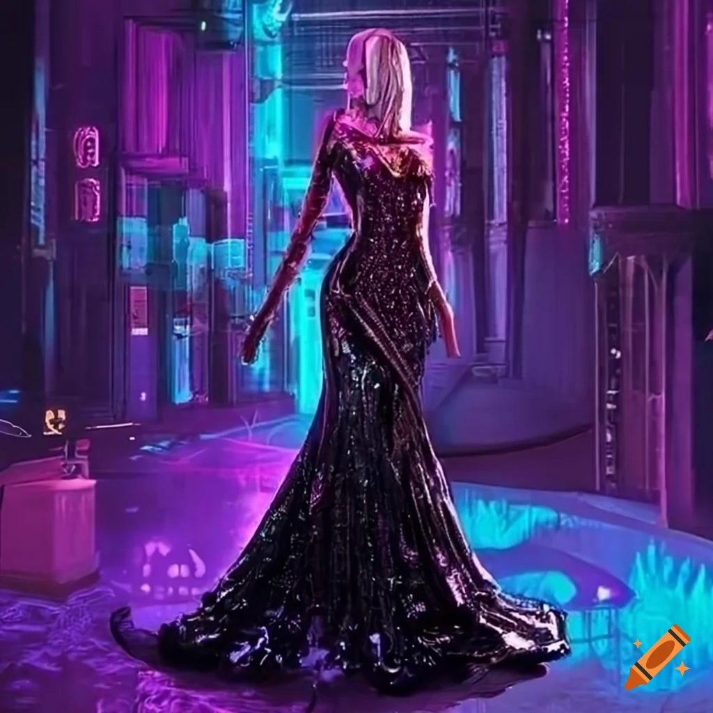 一番くじホロライブ Cyberpunk＆Wedding dress style Free Floating Cyberpunk Dress Image | Download at StockCake