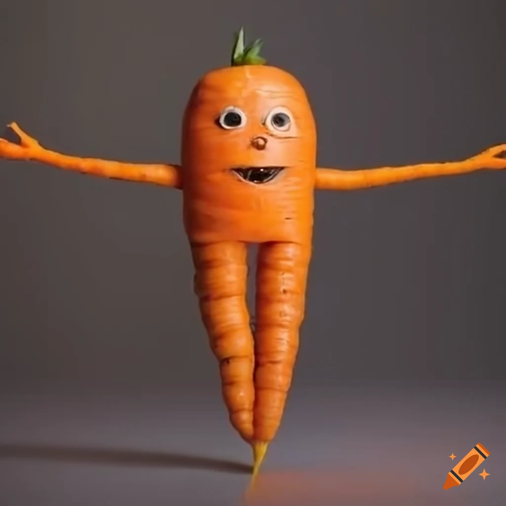 Carrot person, anthropomorphic carrot, orange vibe on Craiyon