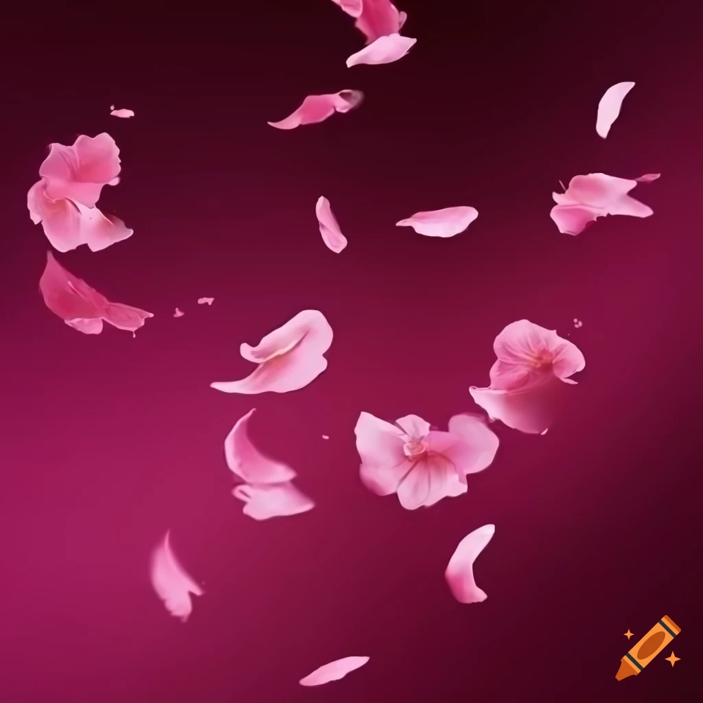 Pink rose petals falling on black background on Craiyon