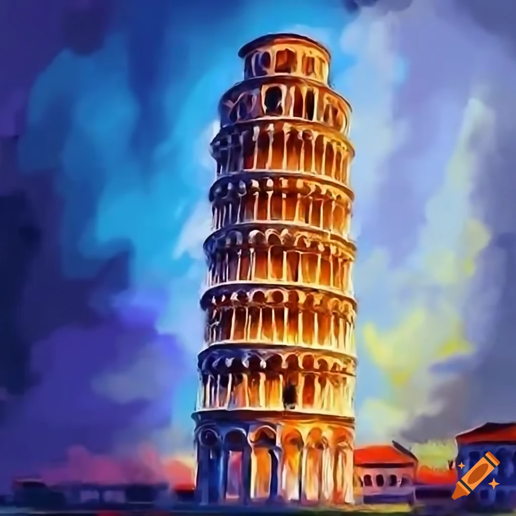 Leaning Tower of Pisa - pop stylised art poster Drawing by Kim Wang - Fine  Art America