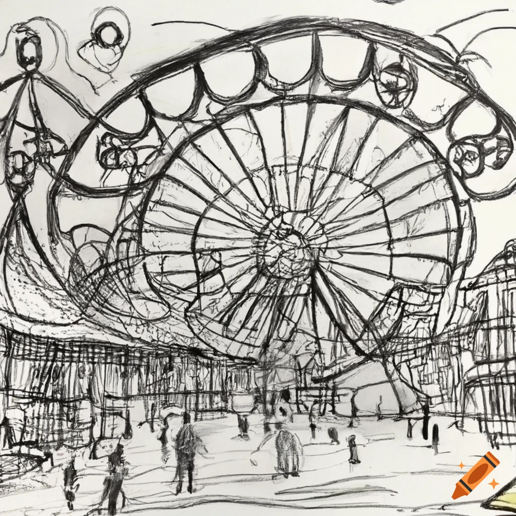 Line Art Drawing Of Amusement Park Stock Photos and Images - 123RF