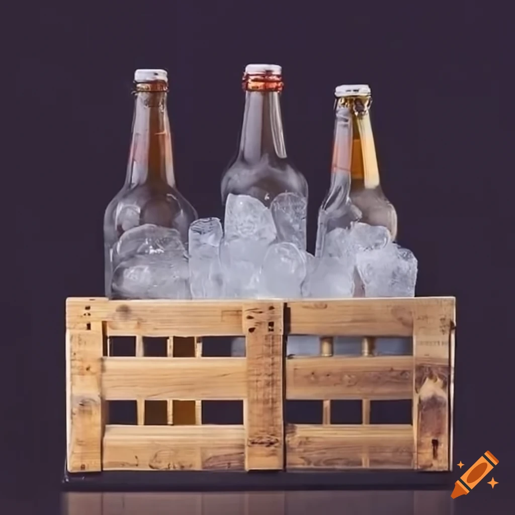 Beer crate with bottles on Craiyon