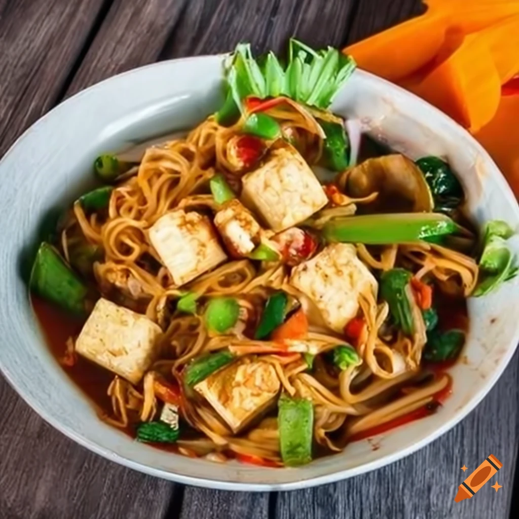 Pad thai vegano de tofu
