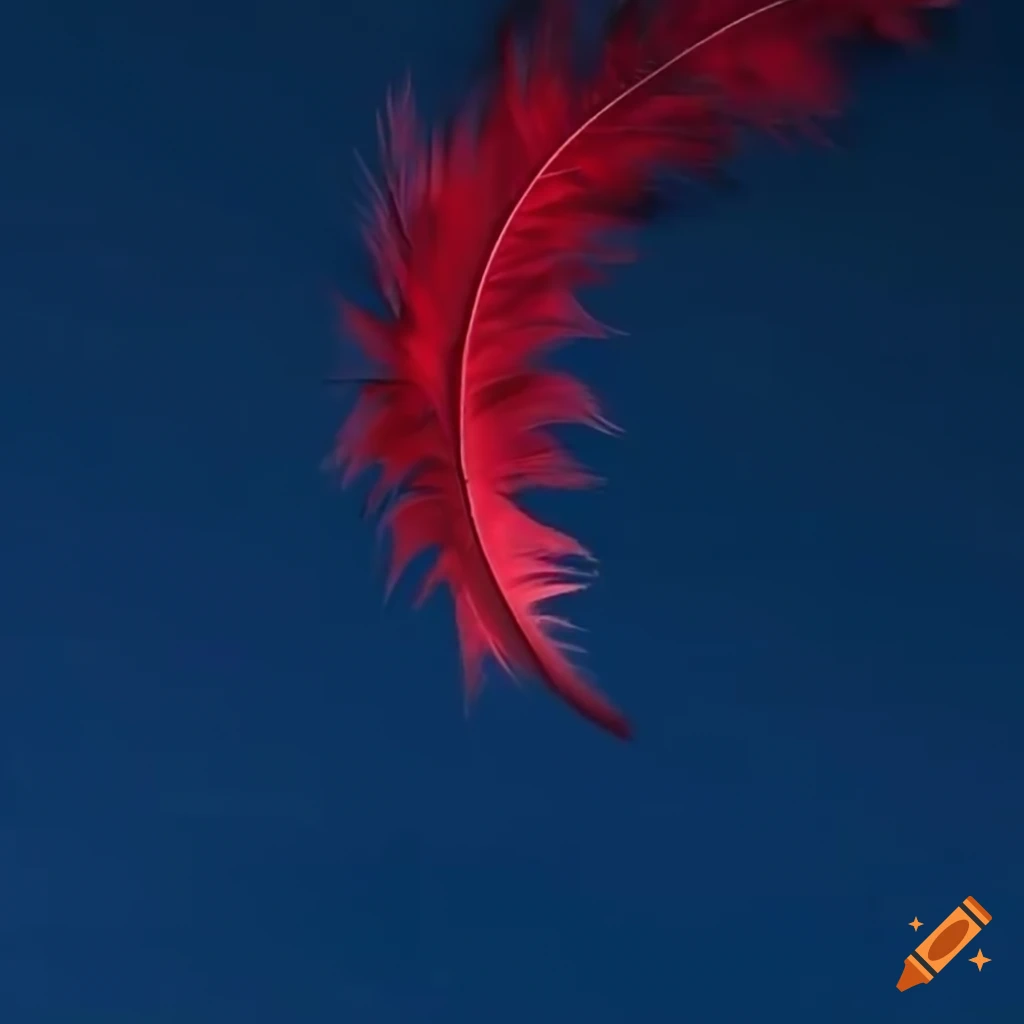 Majestic red feathers falling from the sky on Craiyon