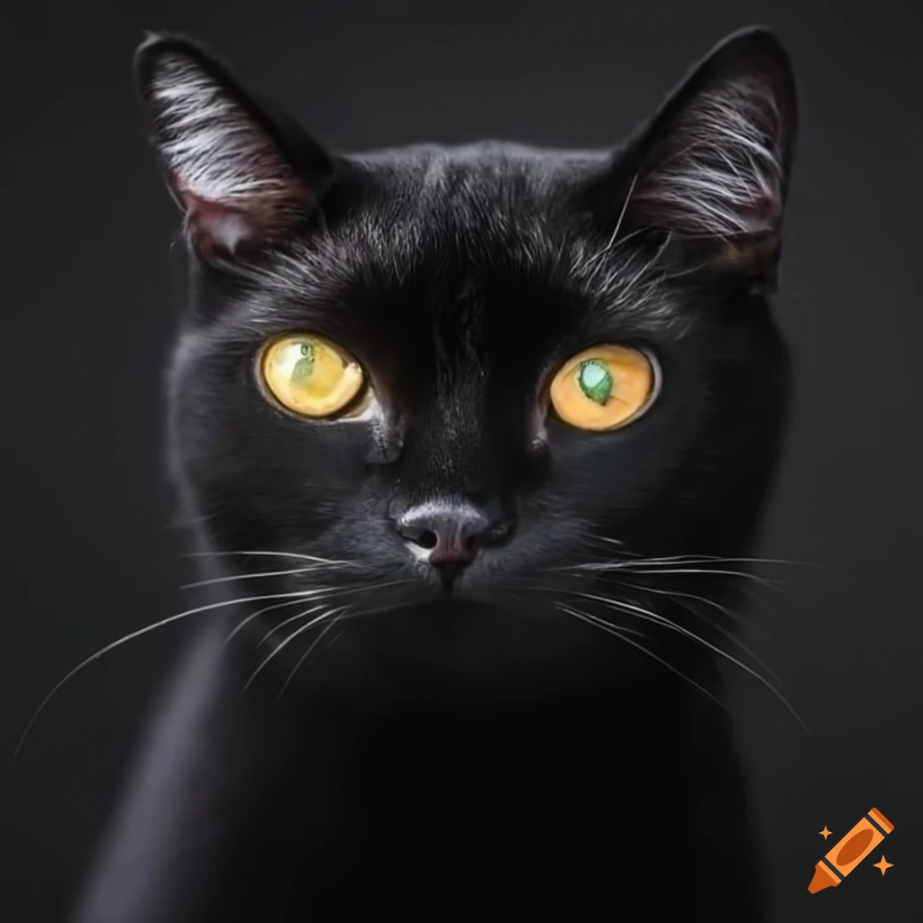A sleek black cat with piercing yellow eyes swimming gracefully on Craiyon