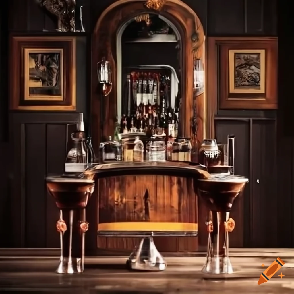 Home liquor bar, big mirror