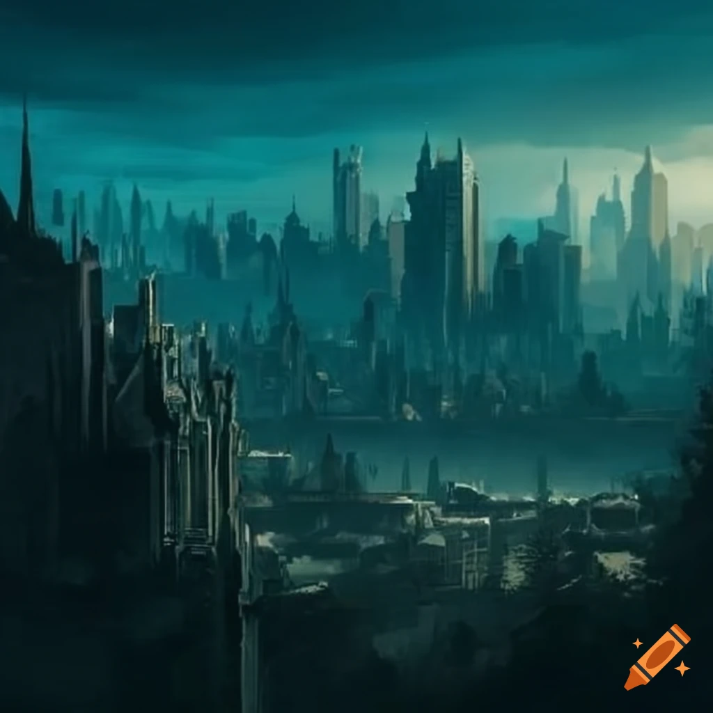 A city engulfed by forest on Craiyon