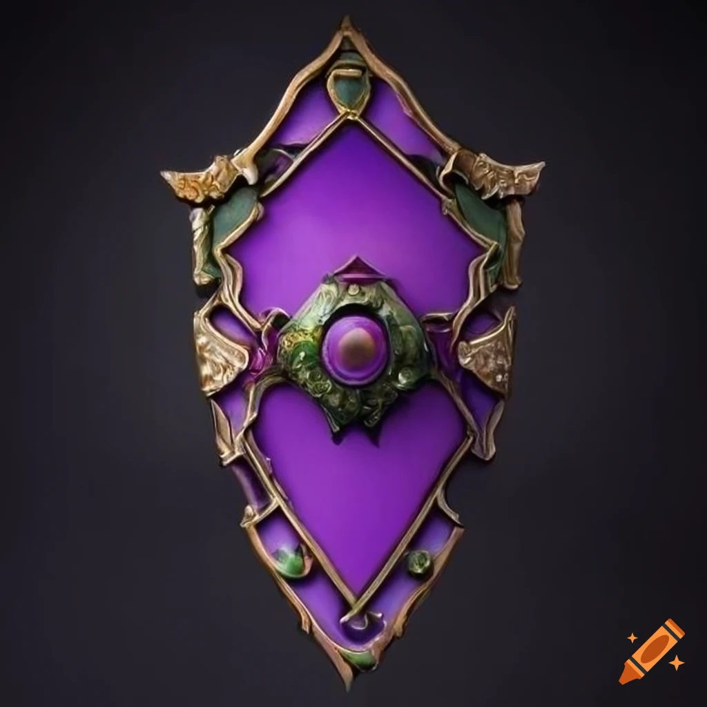 A weapon set of a rosepurple shield and a jade embedded sword