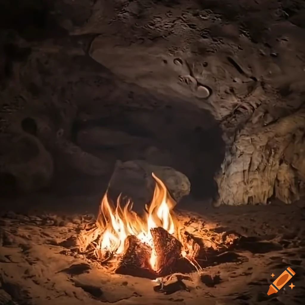 Lunar underground cave campfire rule of thirds extreme wide shot