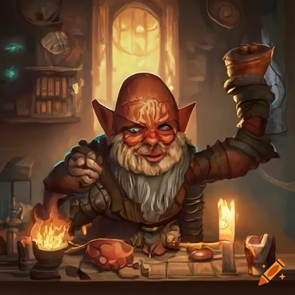a dungeons and dragons gnome sorting mailin a tavern