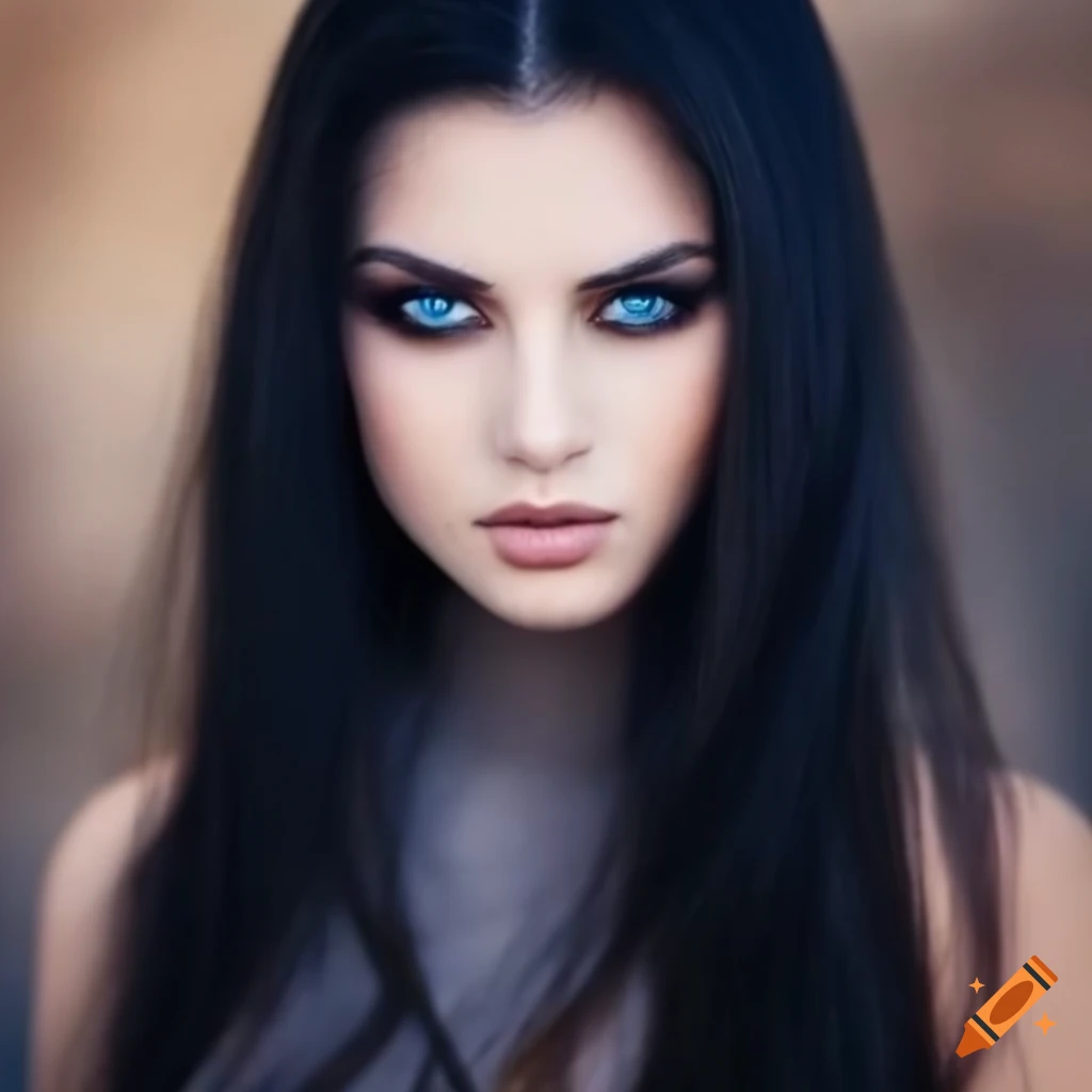 Model black hair blue eyes