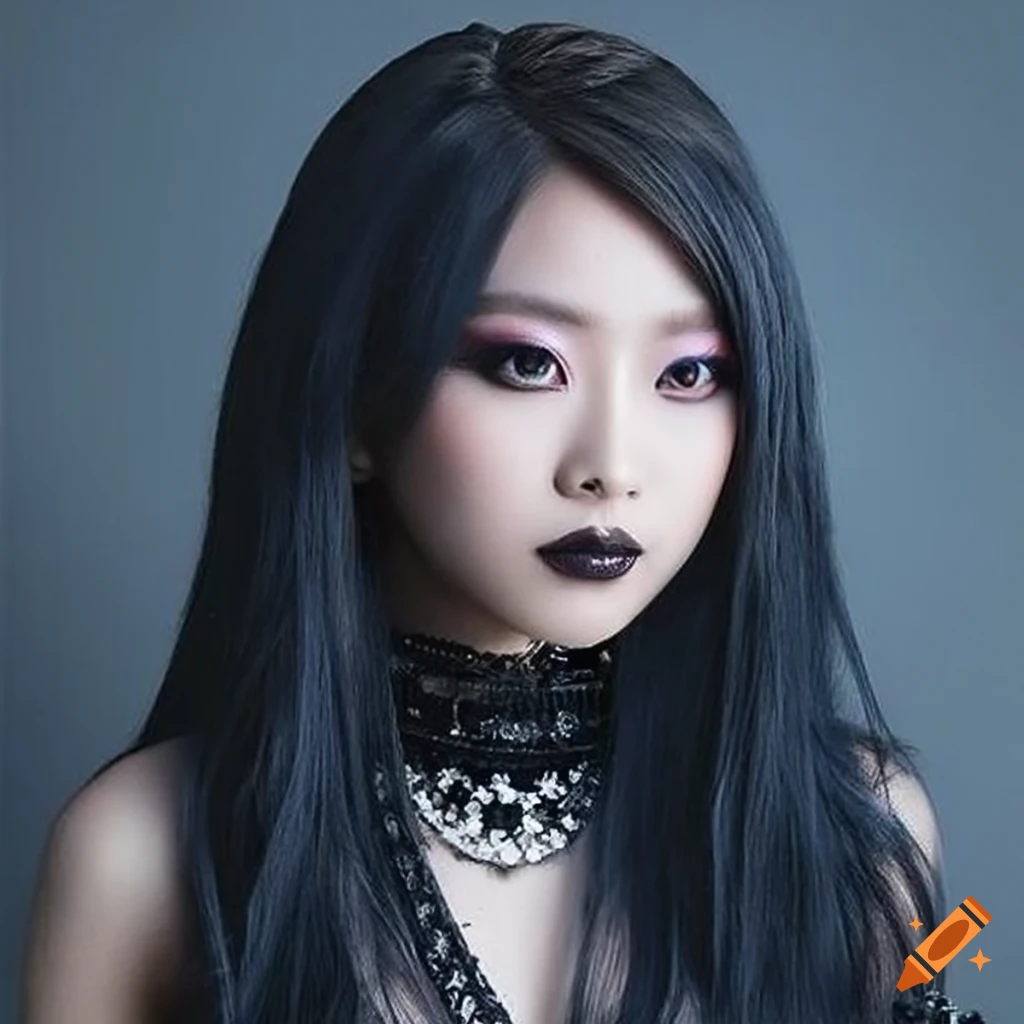 An attractive goth asian girl on Craiyon