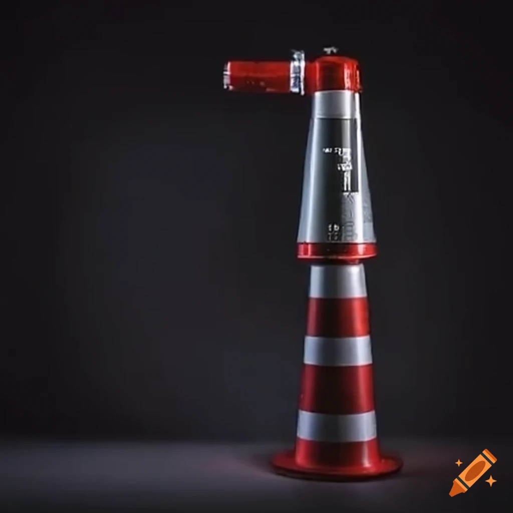 Traffic cone turned into a telescope with a coke bottle as the scope on