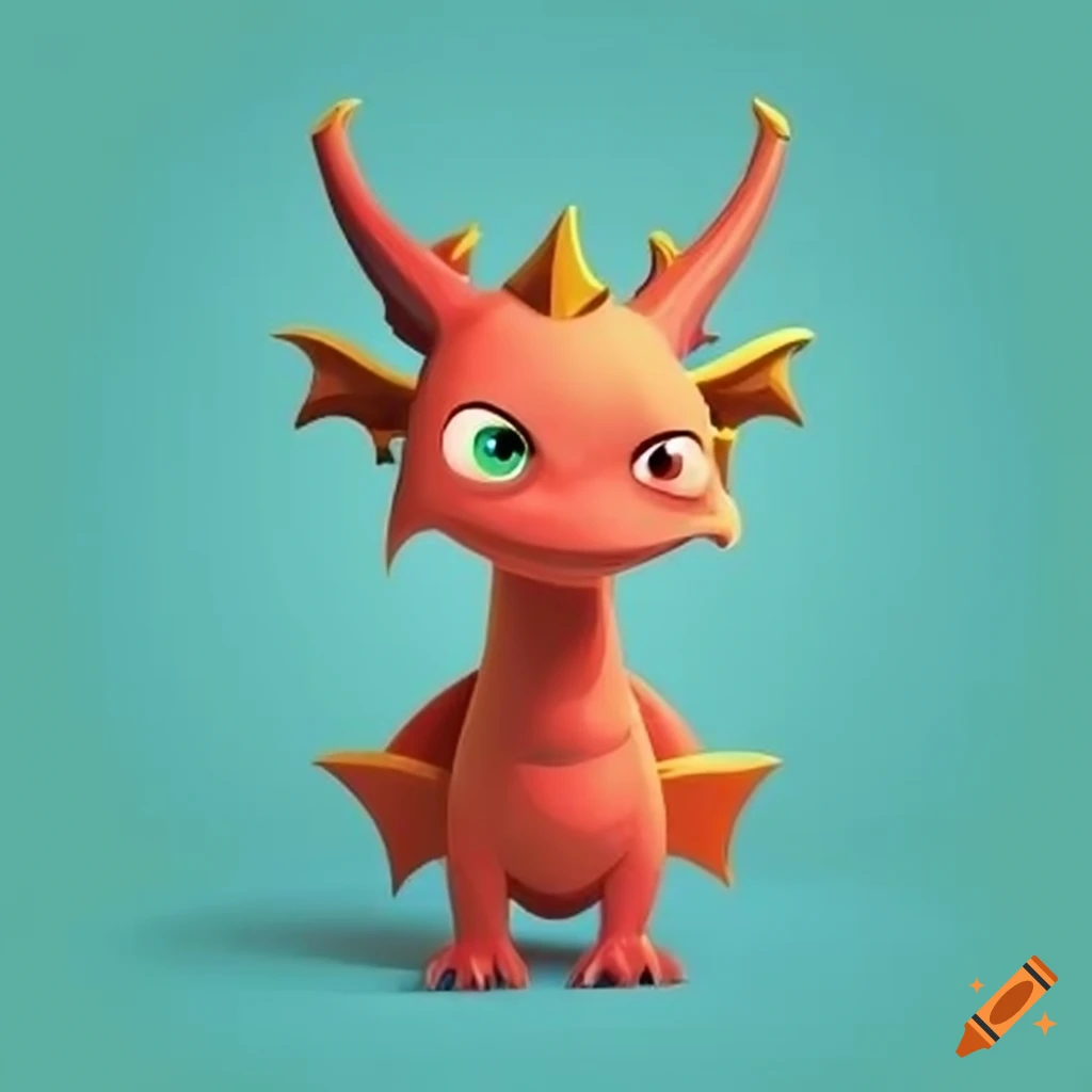 Minimalistic silly cartoon dragon without wings on Craiyon