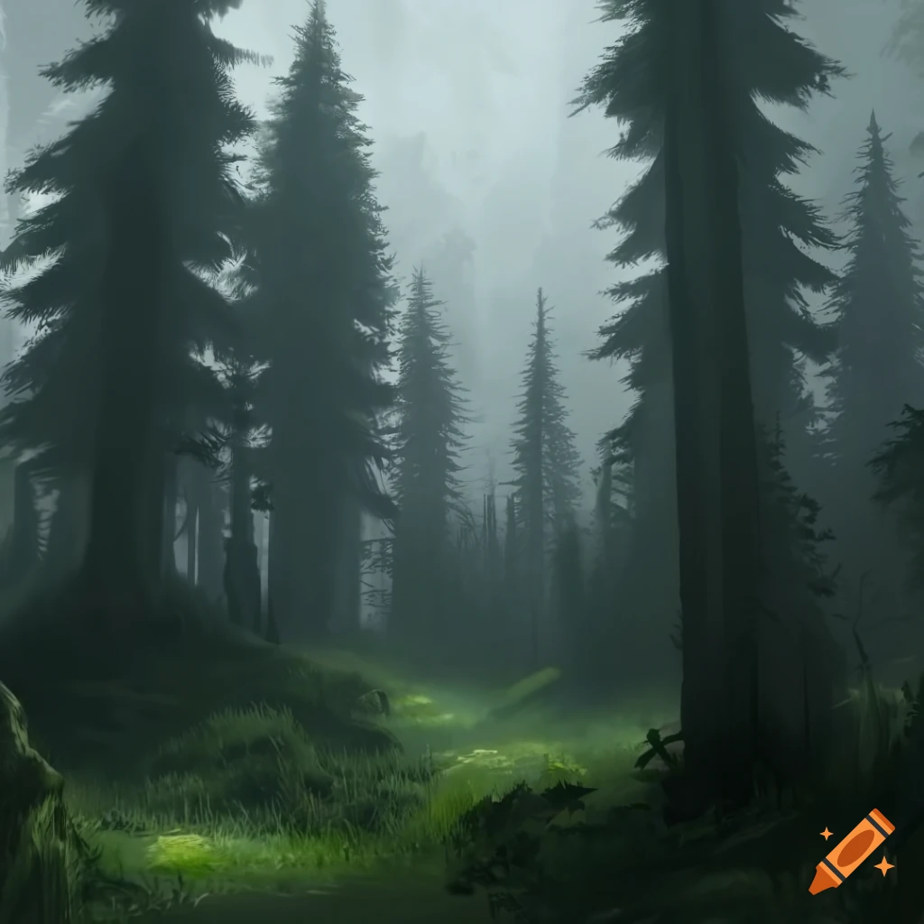 Realistic stormy forest on Craiyon