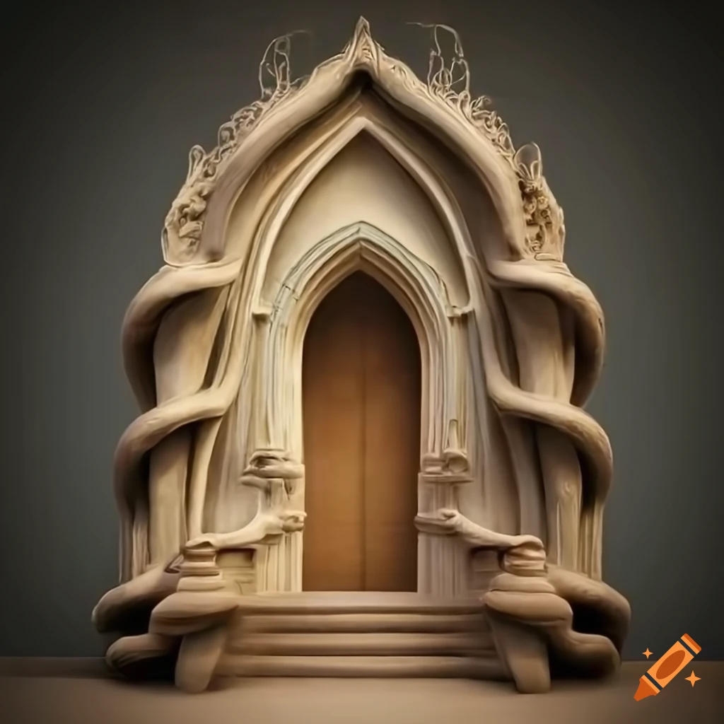 Masterpiece concrete and wood organic and art nouveau design