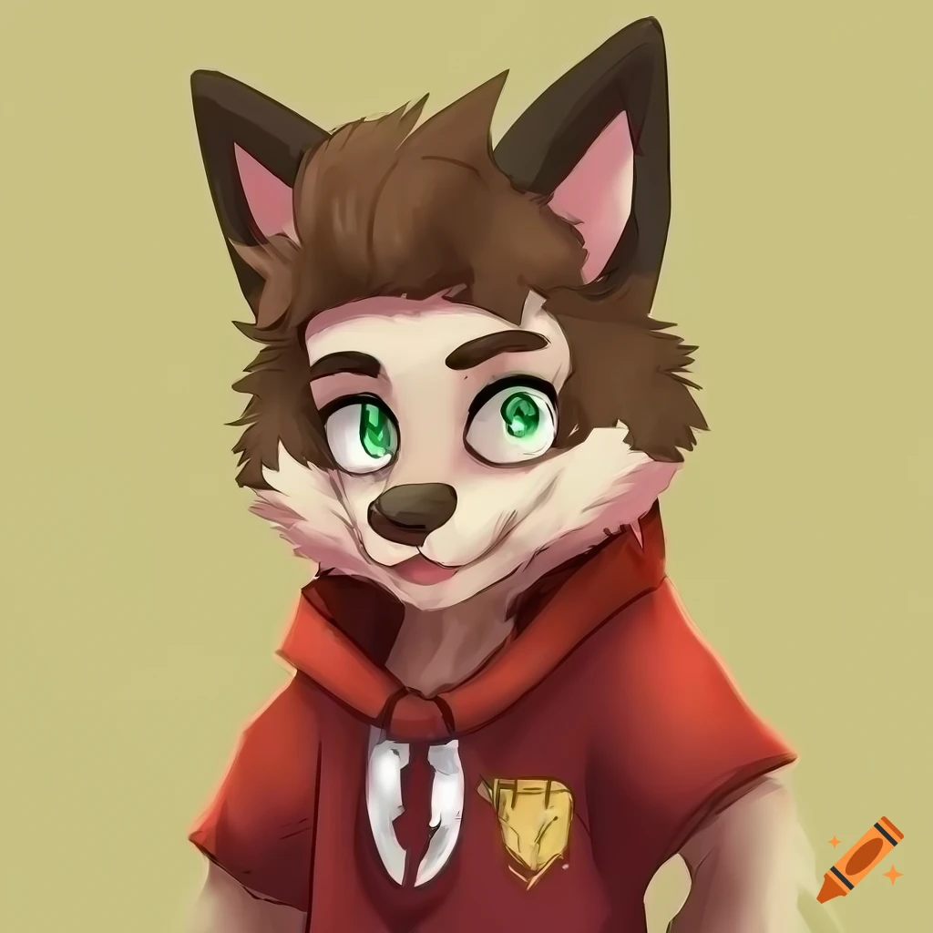 Fanart of a fit young male furry character with clothing on Craiyon