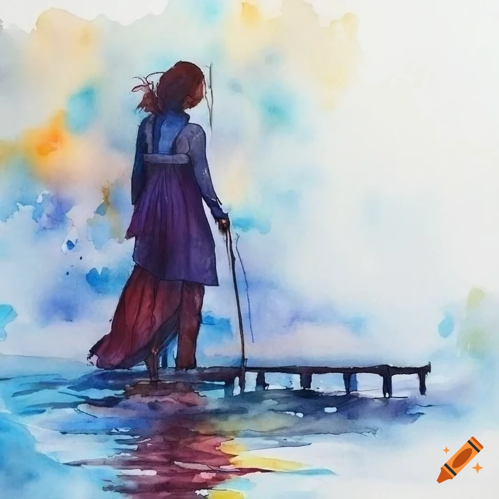 An intricate, beautiful, hyper detailed watercolor painting of a woman ...