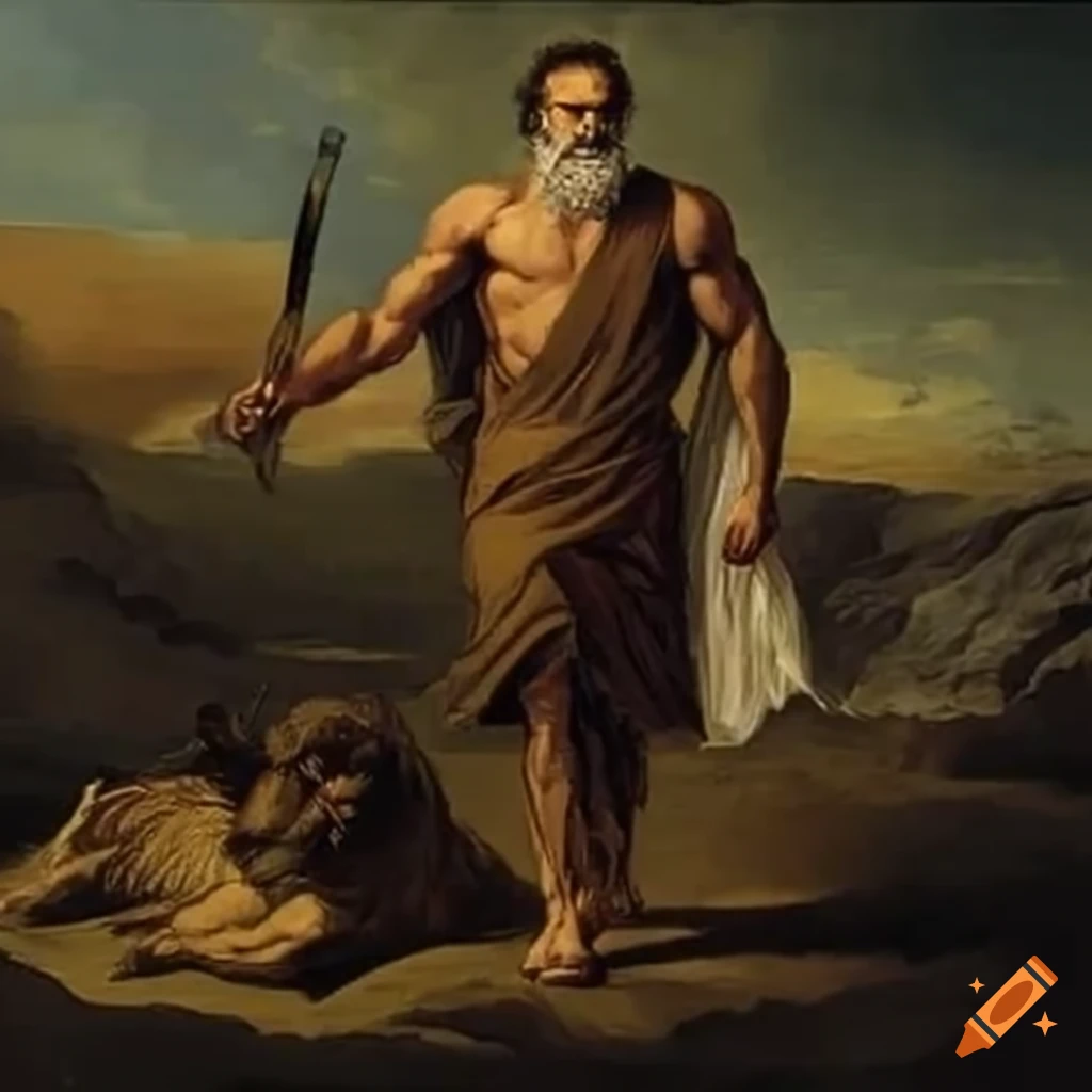 Zeus, the greek god , standing tall, all mighty exudes strength, and