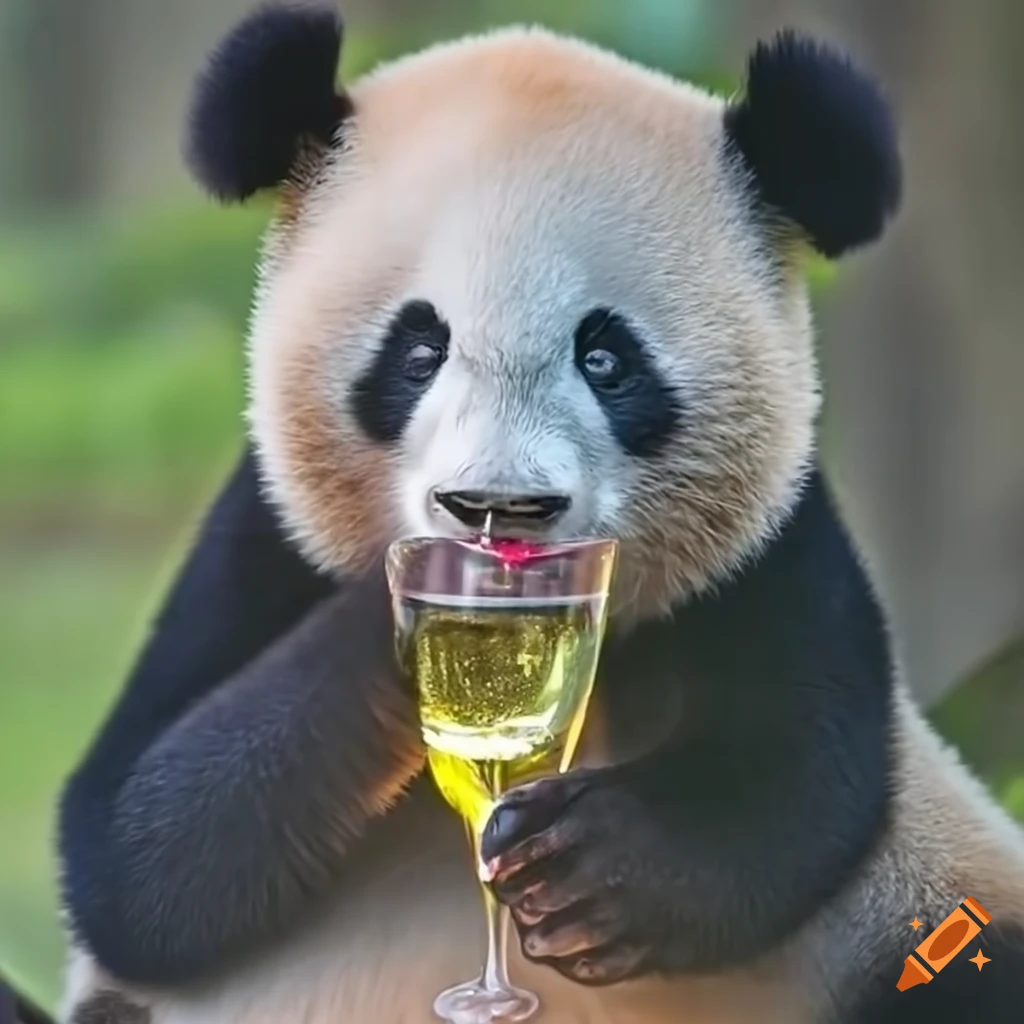 panda eating fish