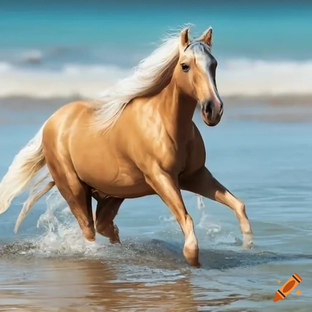 horses running in the water