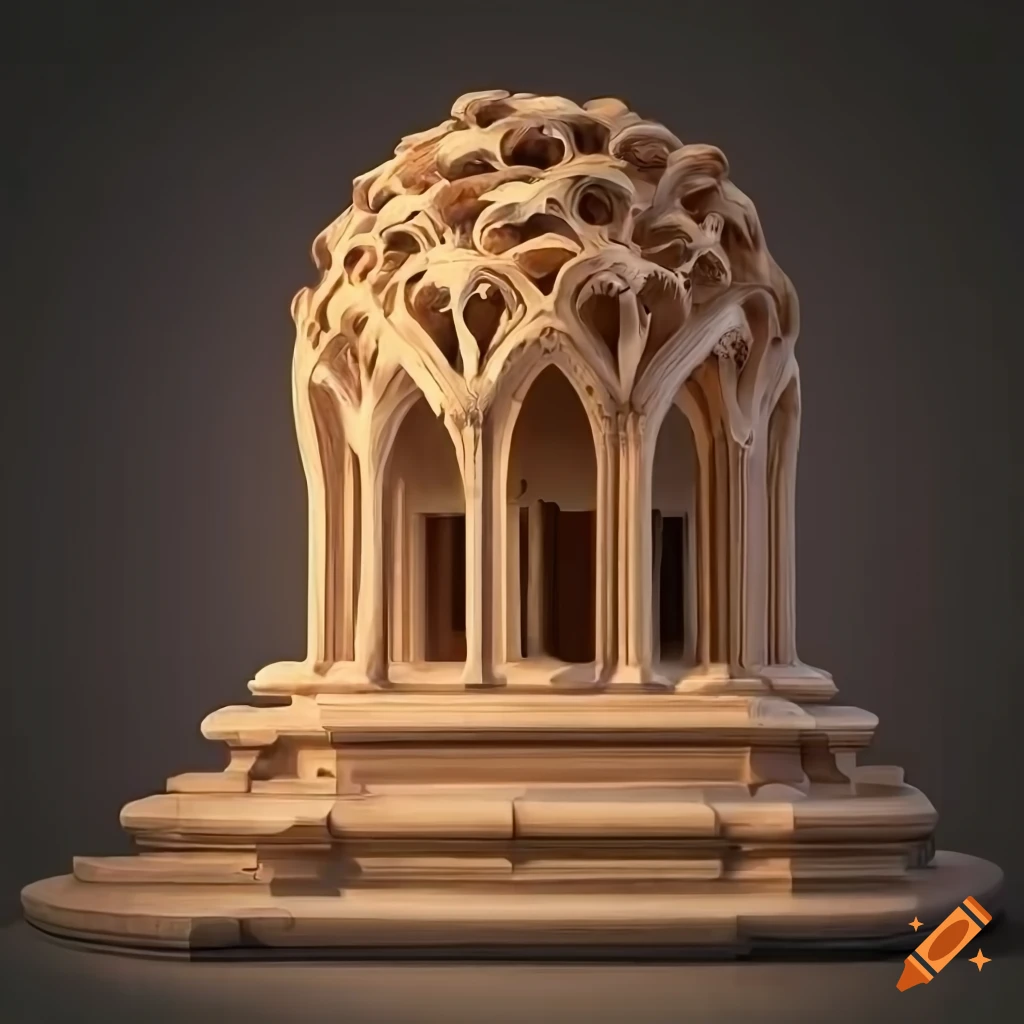 Masterpiece concrete and wooden organic and art nouveau design