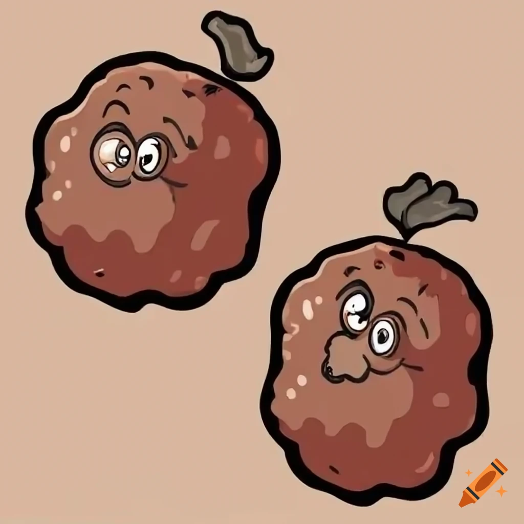 Two meatballs cartoon style