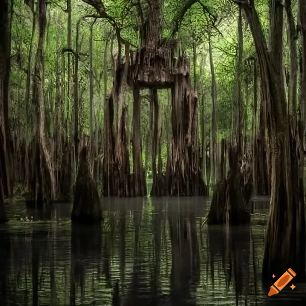 Cursed cthulu temple florida swamp on Craiyon