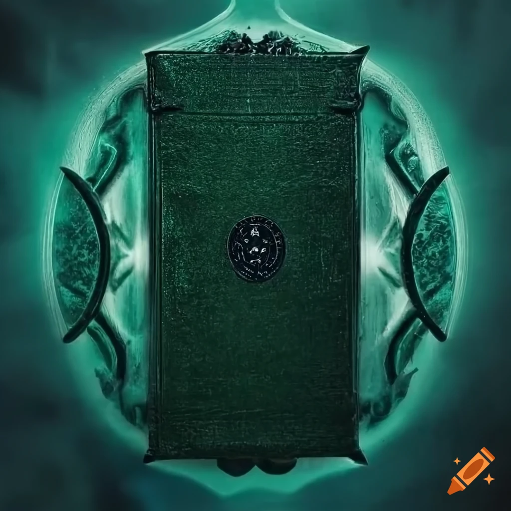 Dark fantasy green scandinavian magic book on Craiyon
