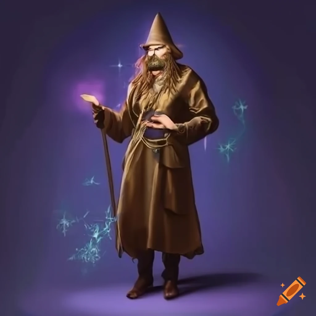 wizard wand cartoon man