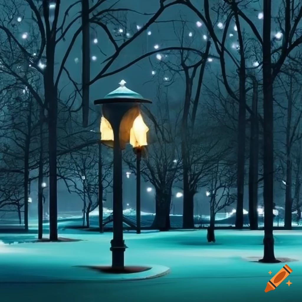 Park with night lights on Craiyon