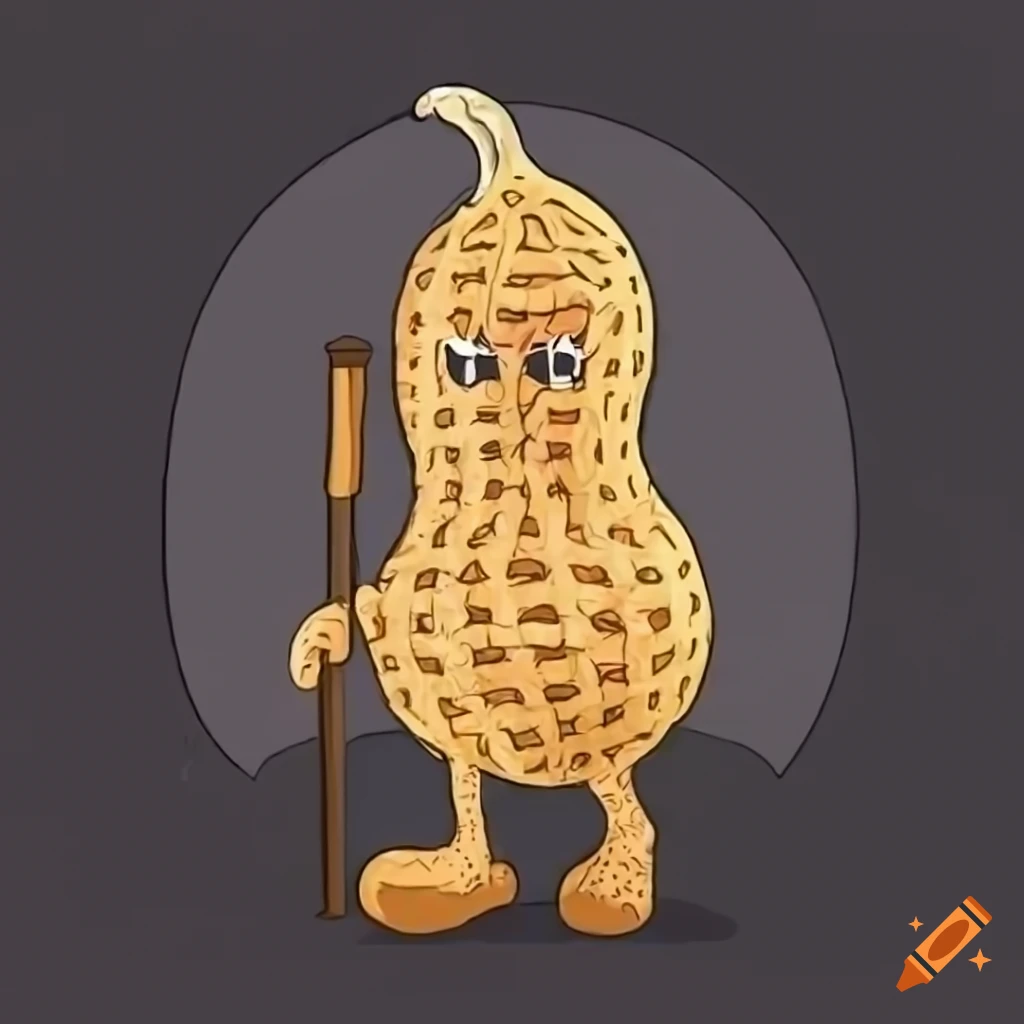 Mr. peanut with suit and cane in cartoon style, high definition on Craiyon